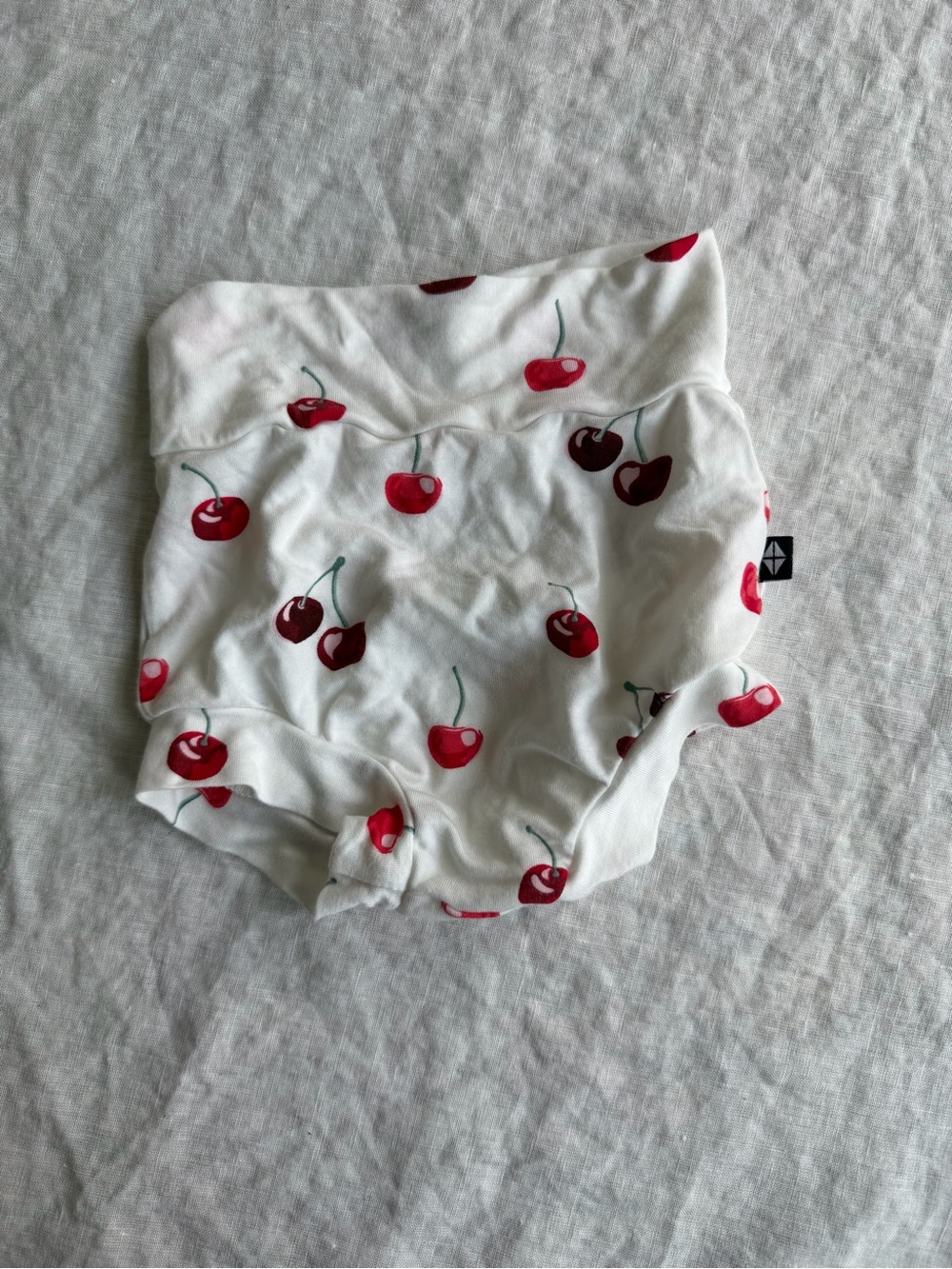 Kyte BABY White Bummies with Red Cherry Print